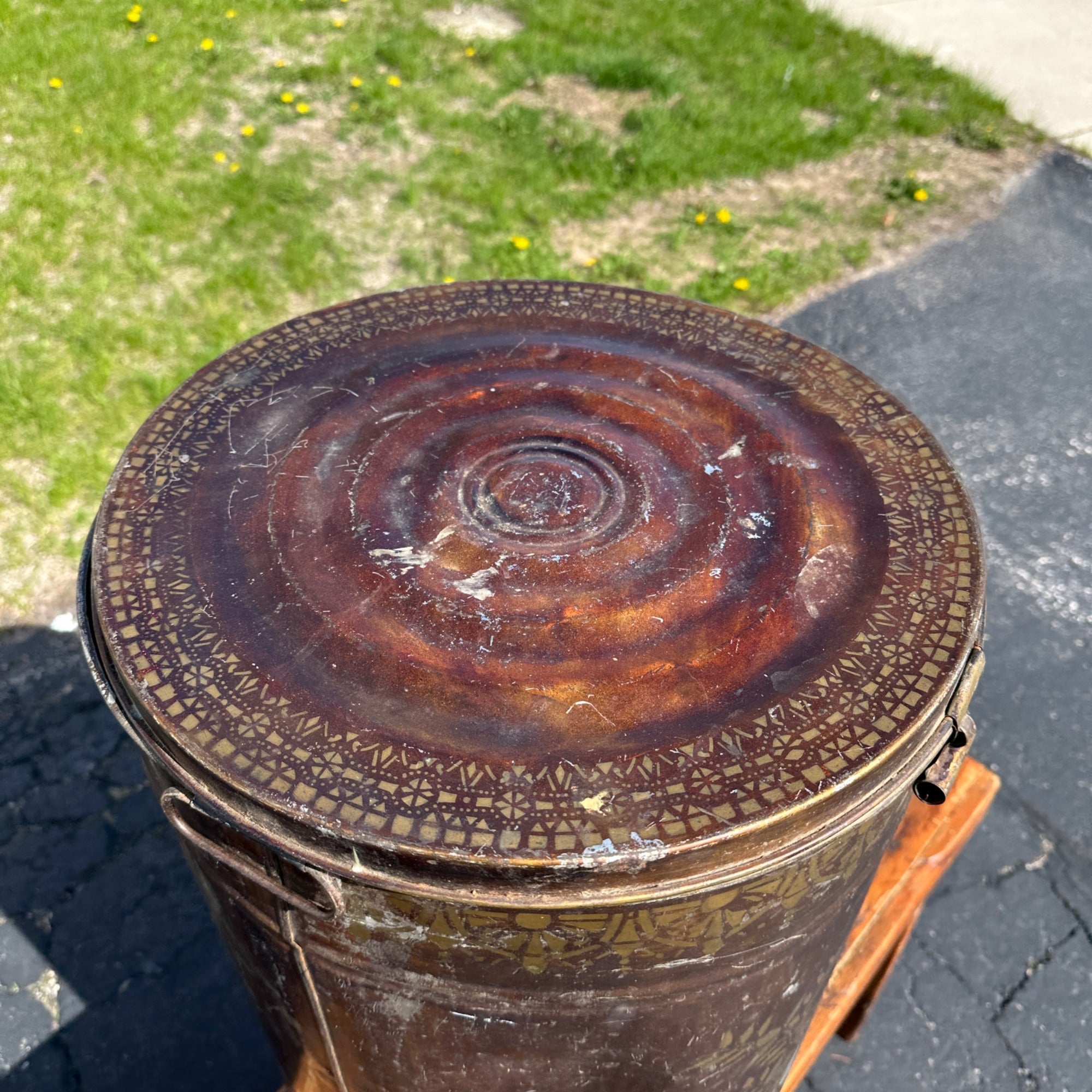 Antique Early 1900s General Store Flour Stenciled Tin Bin Primitive Farmhouse