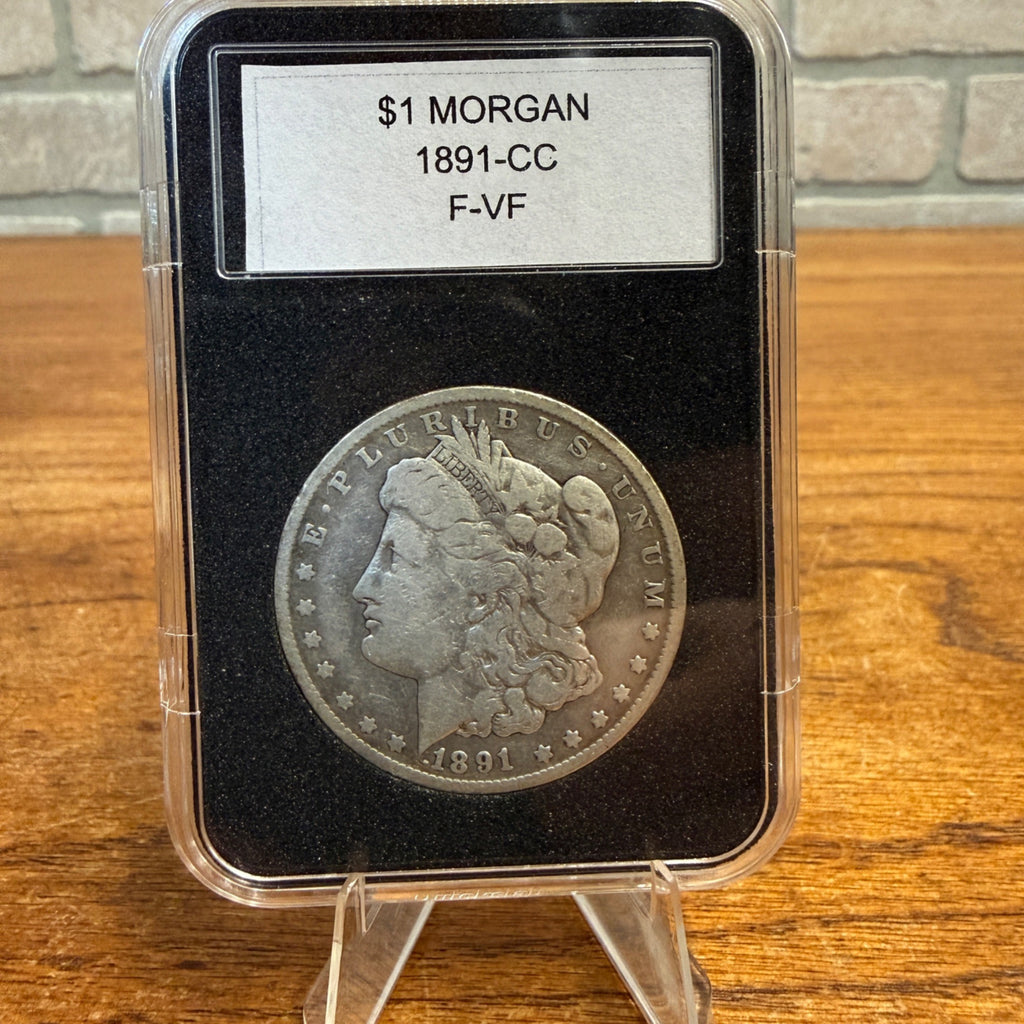 1891-CC Morgan Silver Dollar Coin Fine Very Fine Condition Circulated