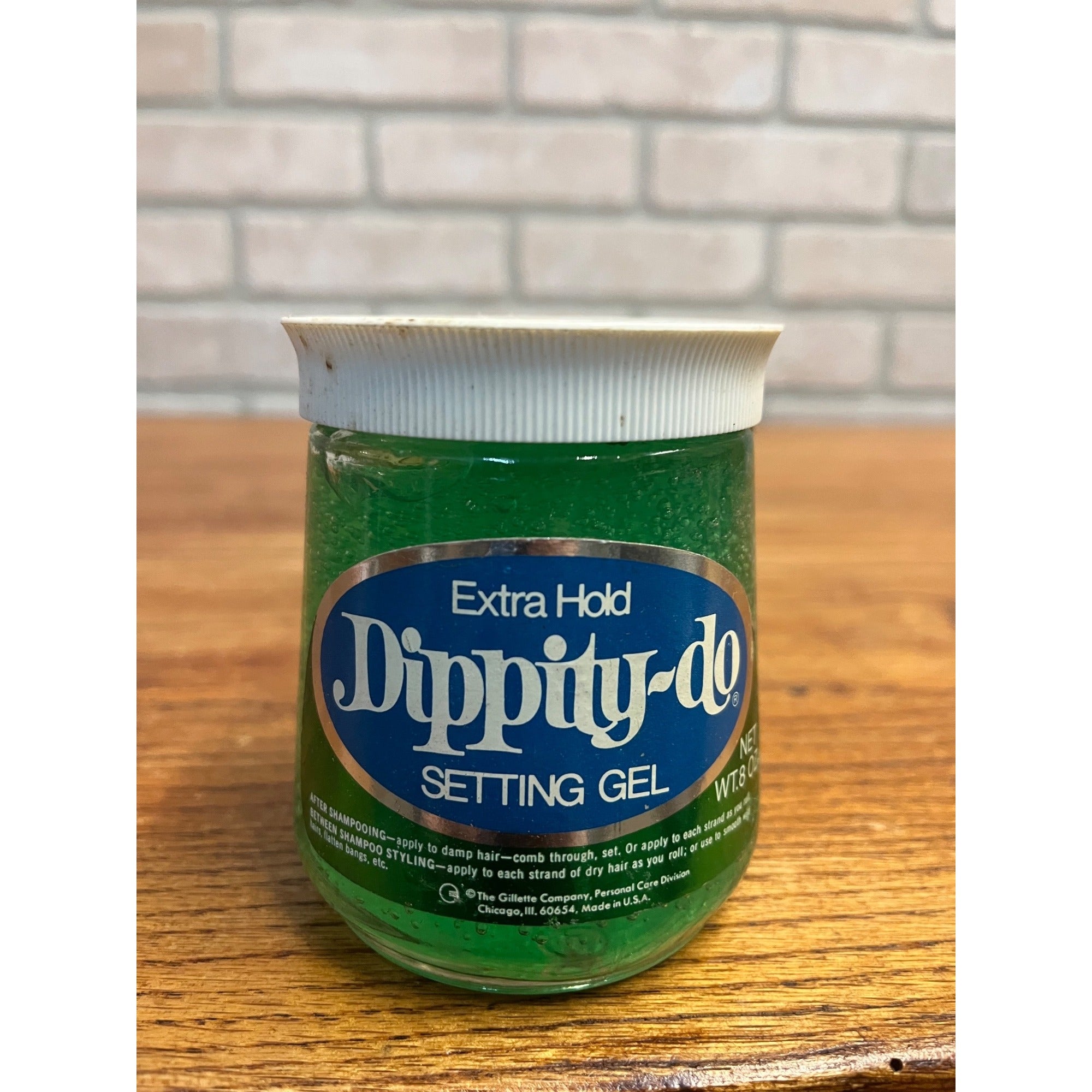 Vintage Dippity-do Hair Setting Gel Green Full Unopened 8oz Jar NOS Extra Hold