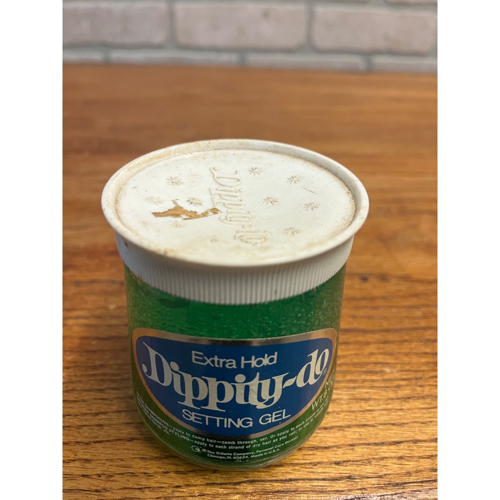 Vintage Dippity-do Hair Setting Gel Green Full Unopened 8oz Jar NOS Extra Hold