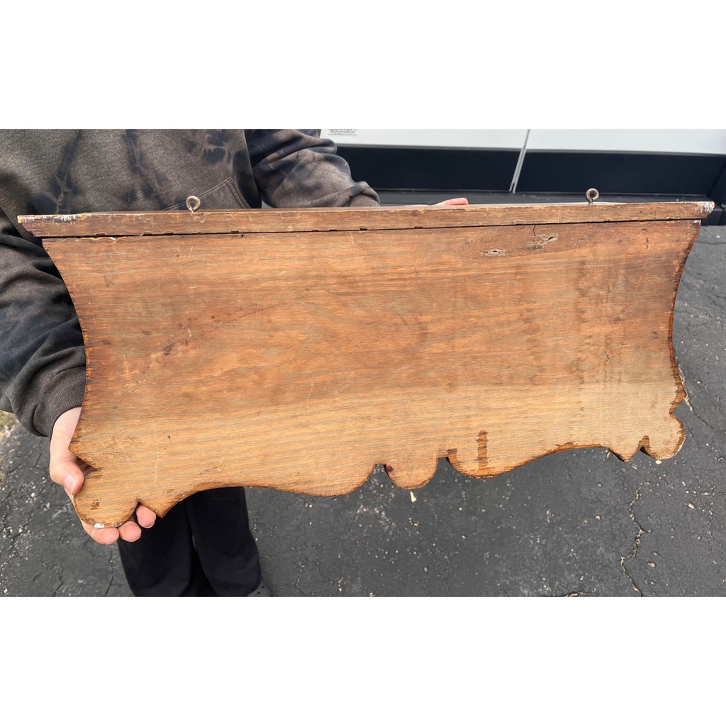 Antique 19th c. Victorian Eastlake Oak Wooden Clock Mantel Shelf Double Tier