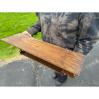 Antique 19th c. Victorian Eastlake Oak Wooden Clock Mantel Shelf Double Tier