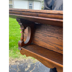 Antique 19th c. Victorian Eastlake Oak Wooden Clock Mantel Shelf Double Tier