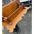 Antique 19th c. Victorian Eastlake Oak Wooden Clock Mantel Shelf Double Tier