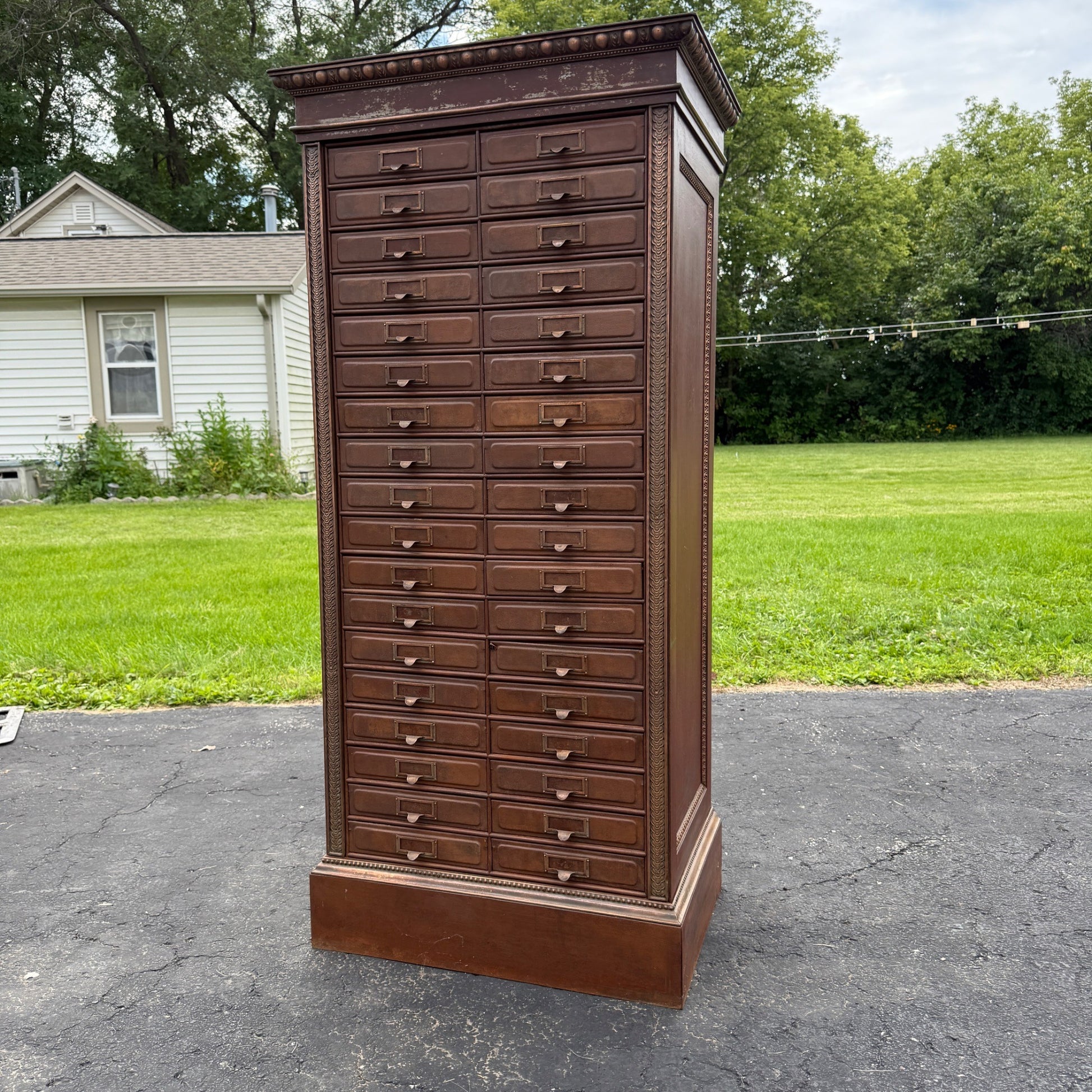 Antique 1890s Courthouse Document File Cabinet Industrial Metal Ornate