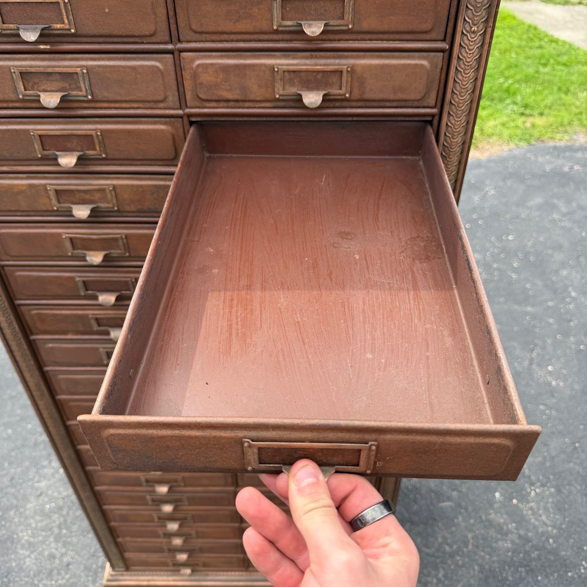 Antique 1890s Courthouse Document File Cabinet Industrial Metal Ornate