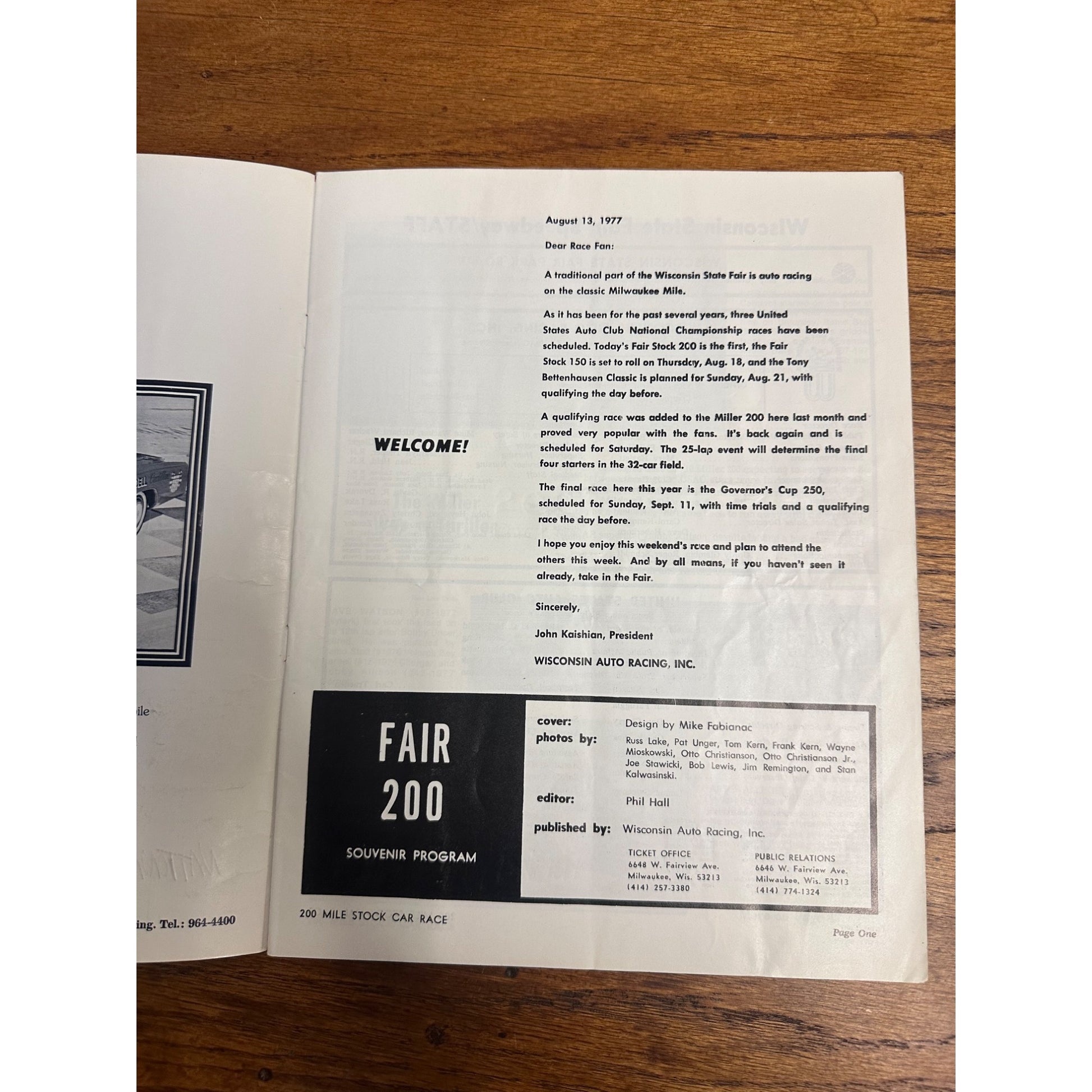 1977 Fair Stock 200 National Championship Race Souvenir Program Milwaukee Wisconsin