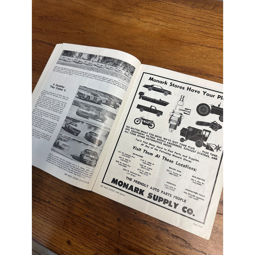 1977 Fair Stock 200 National Championship Race Souvenir Program Milwaukee Wisconsin
