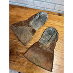 Antique Horsehide Sleigh Driving Mittens Hair On Hide Buggy Cutter Gloves c1900