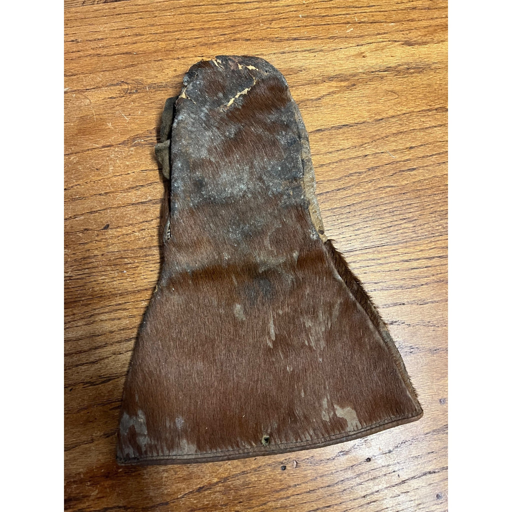 Antique Horsehide Sleigh Driving Mittens Hair On Hide Buggy Cutter Gloves c1900