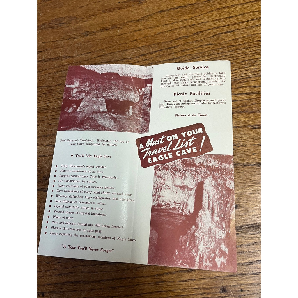Vintage 1940s Eagle Cave Muscoda Wisconsin Souvenir Travel Brochure