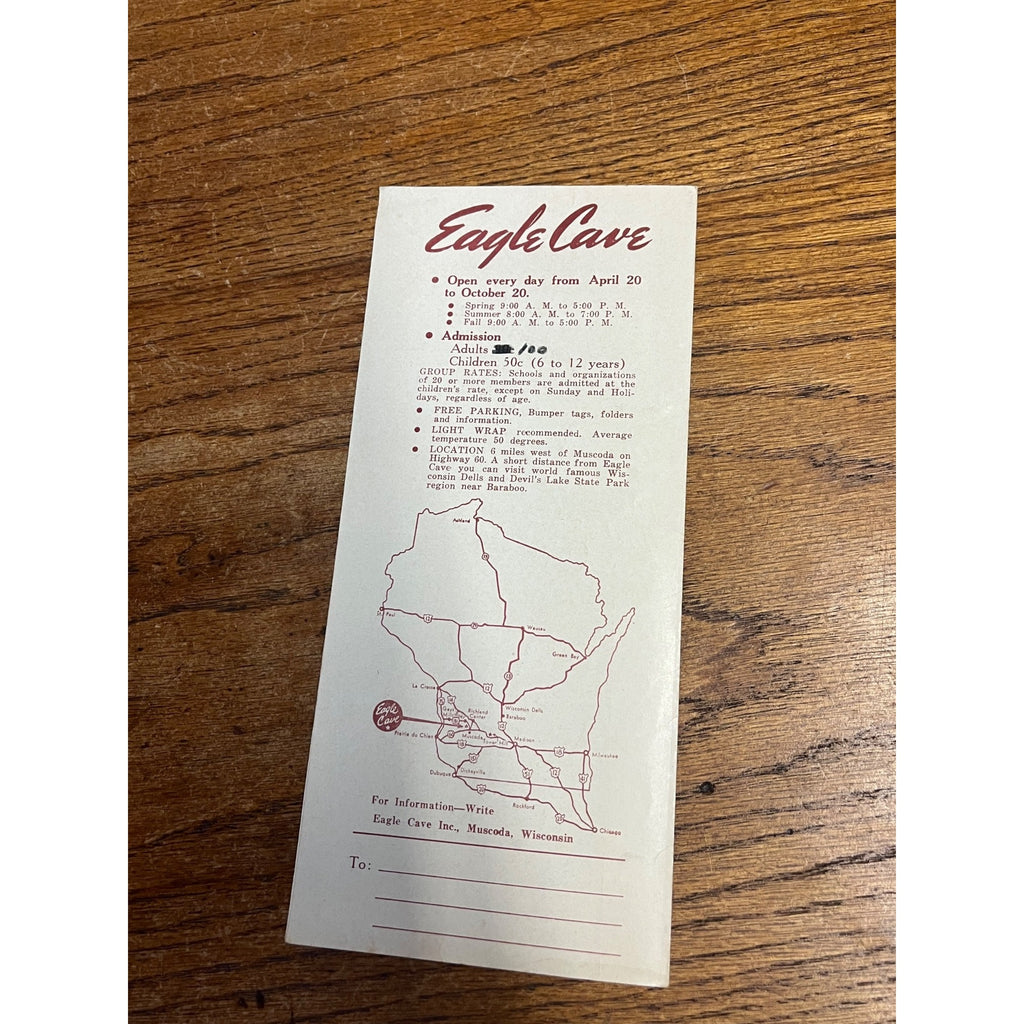 Vintage 1940s Eagle Cave Muscoda Wisconsin Souvenir Travel Brochure