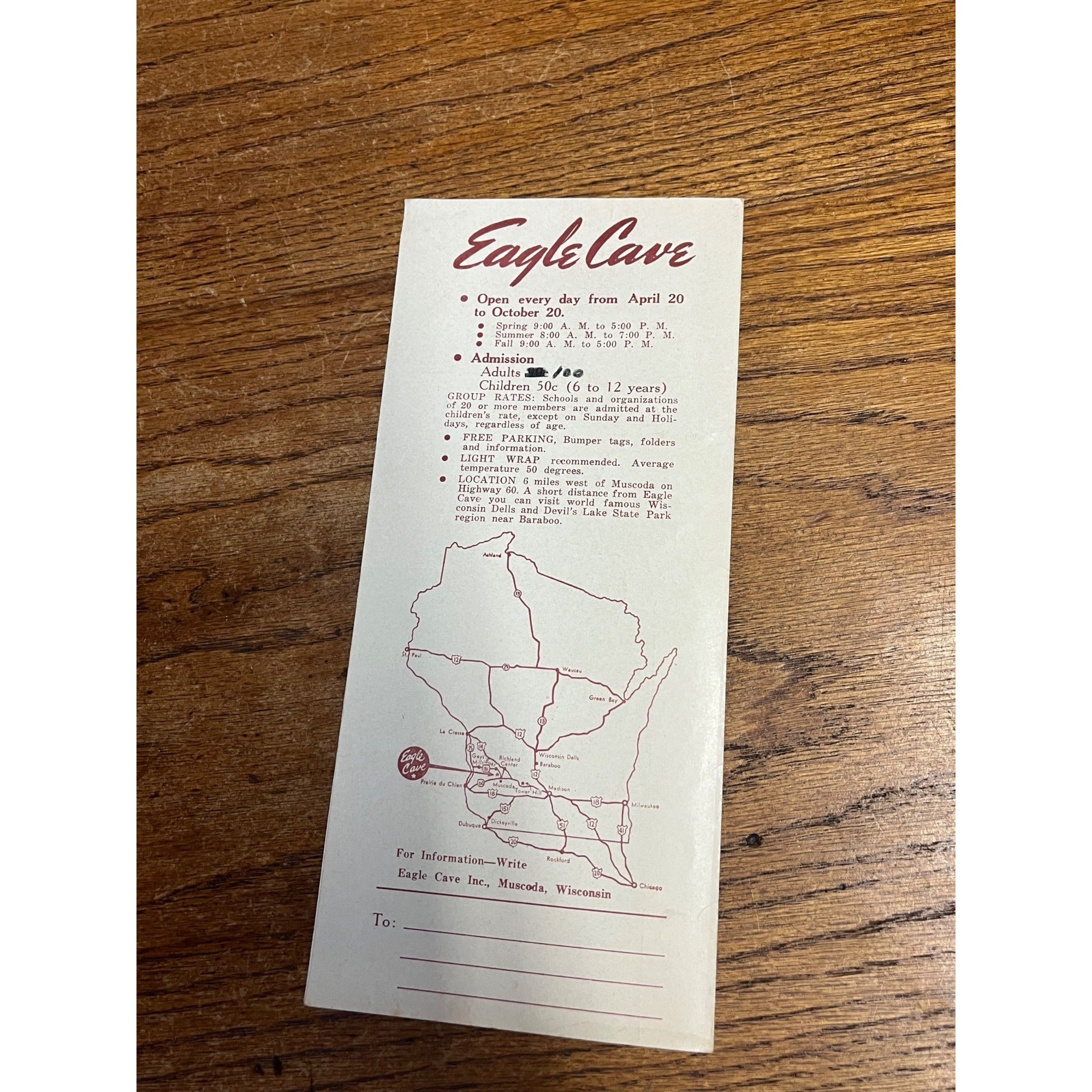Vintage 1940s Eagle Cave Muscoda Wisconsin Souvenir Travel Brochure