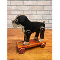 Vintage Hustler Toy Wooden Boston Terrier Bulldog Pup Pull Toy Dog 1930s