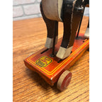 Vintage Hustler Toy Wooden Boston Terrier Bulldog Pup Pull Toy Dog 1930s