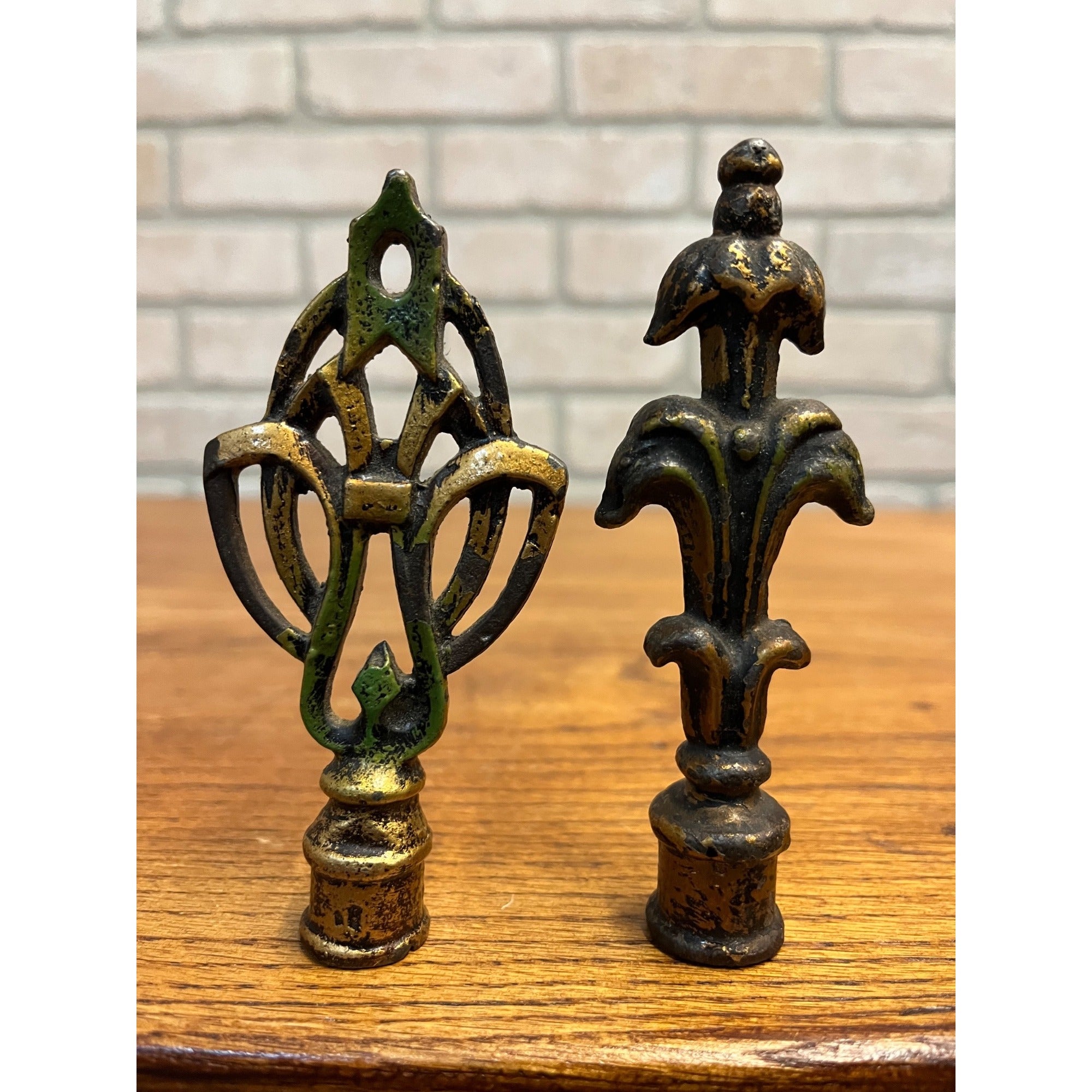 Vintage Cast Brass Bronze Table Lamp Finials Art Nouveau Neoclassical Ornate