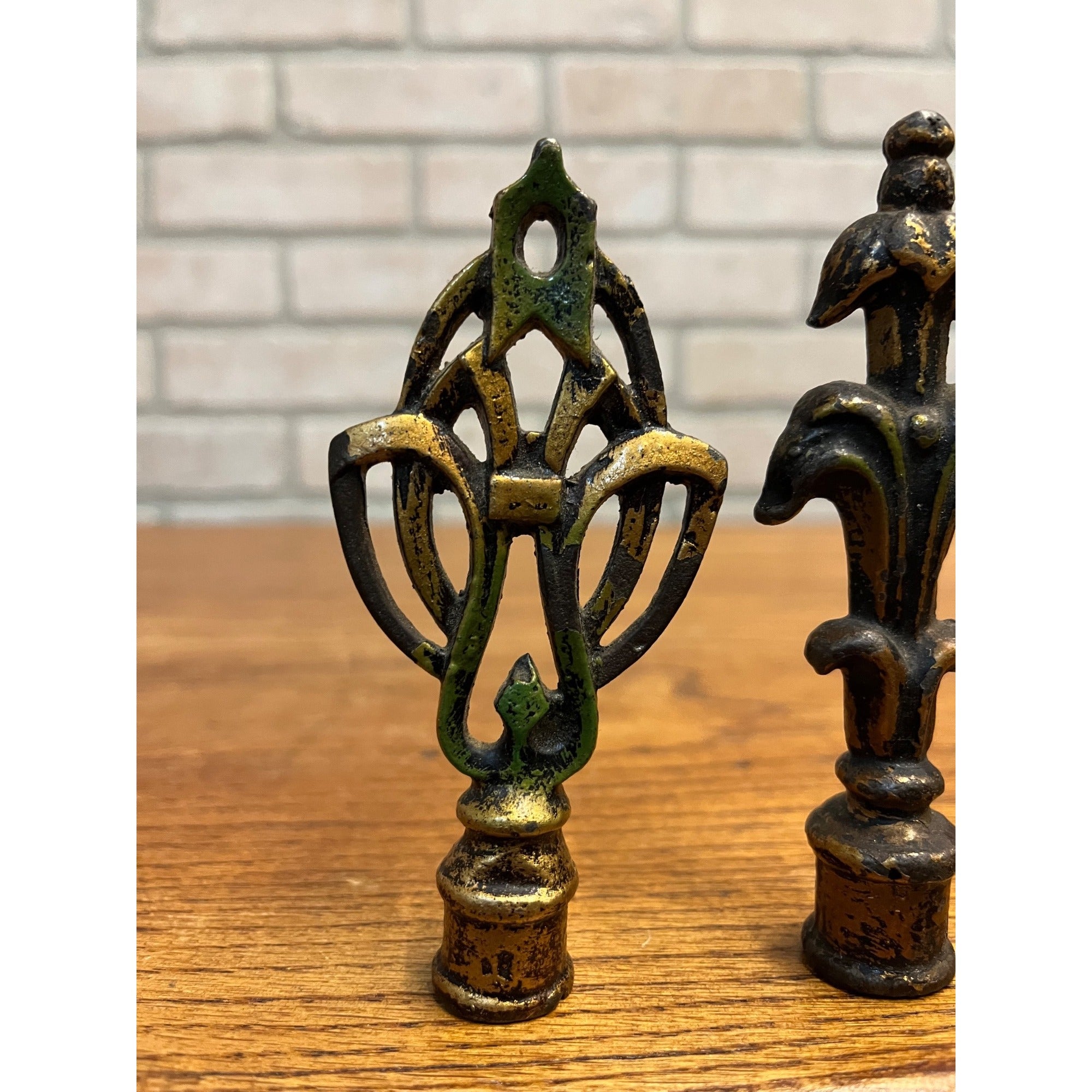 Vintage Cast Brass Bronze Table Lamp Finials Art Nouveau Neoclassical Ornate