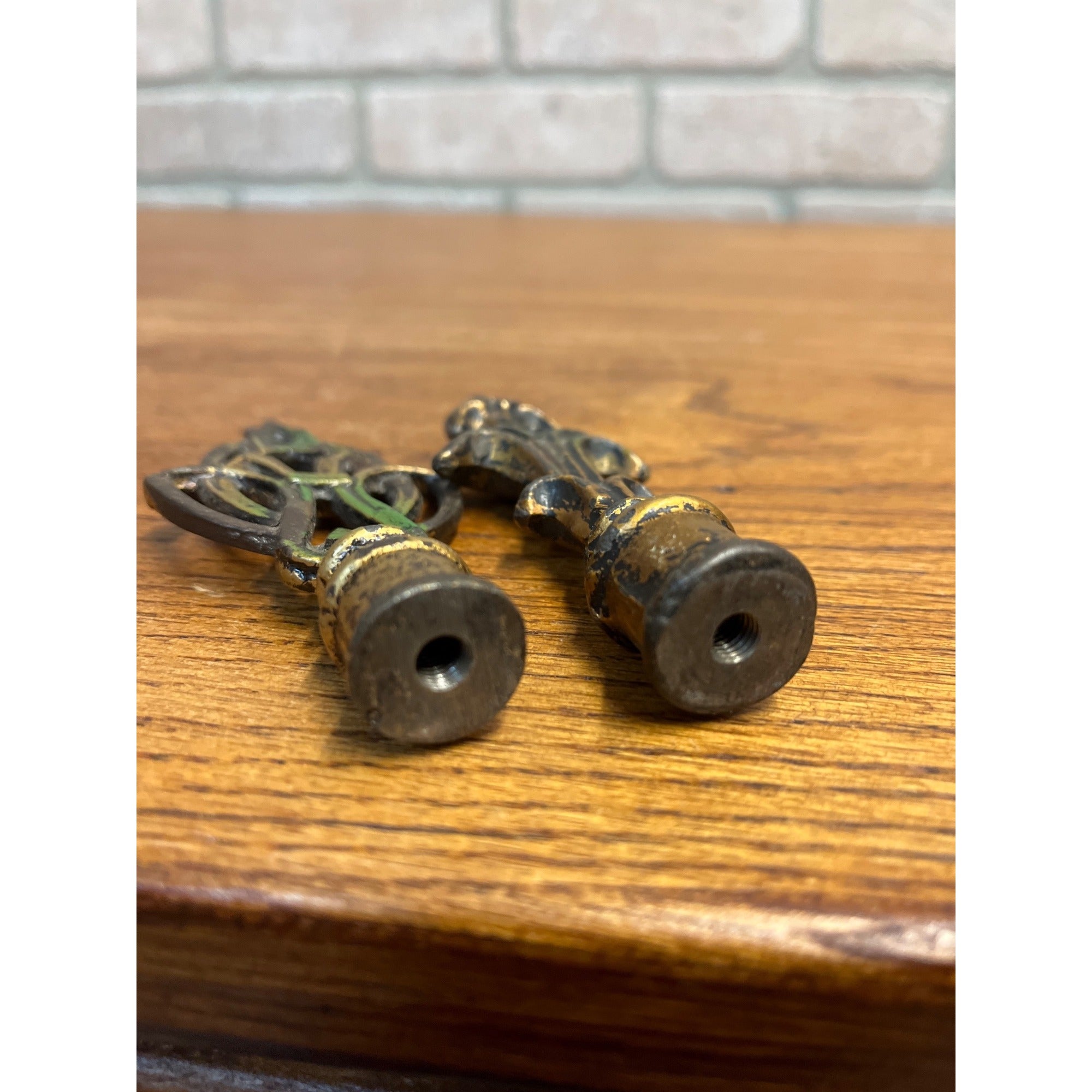 Vintage Cast Brass Bronze Table Lamp Finials Art Nouveau Neoclassical Ornate