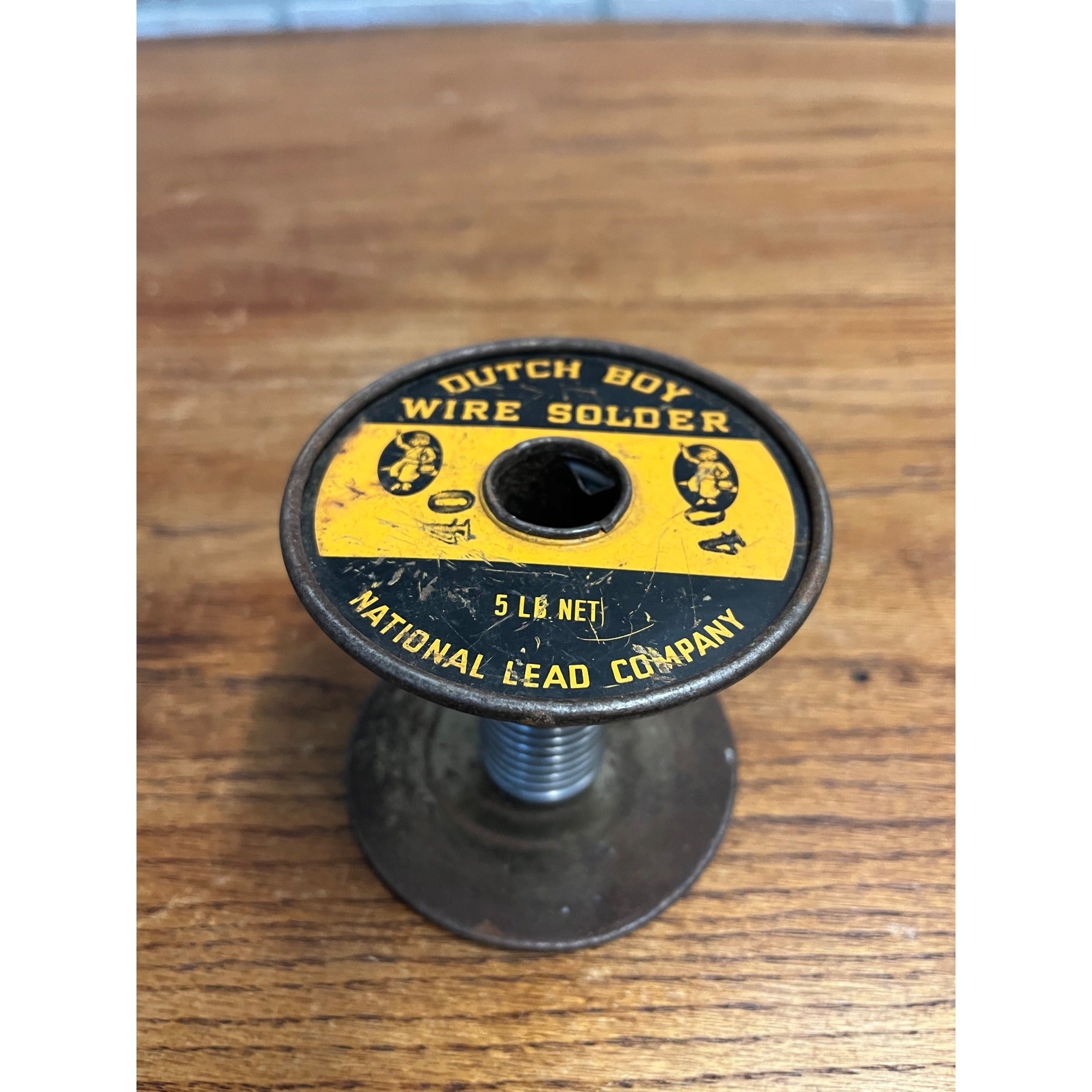 Vintage Dutch Boy National Lead Co. Wire Solder Advertising Tin Spool