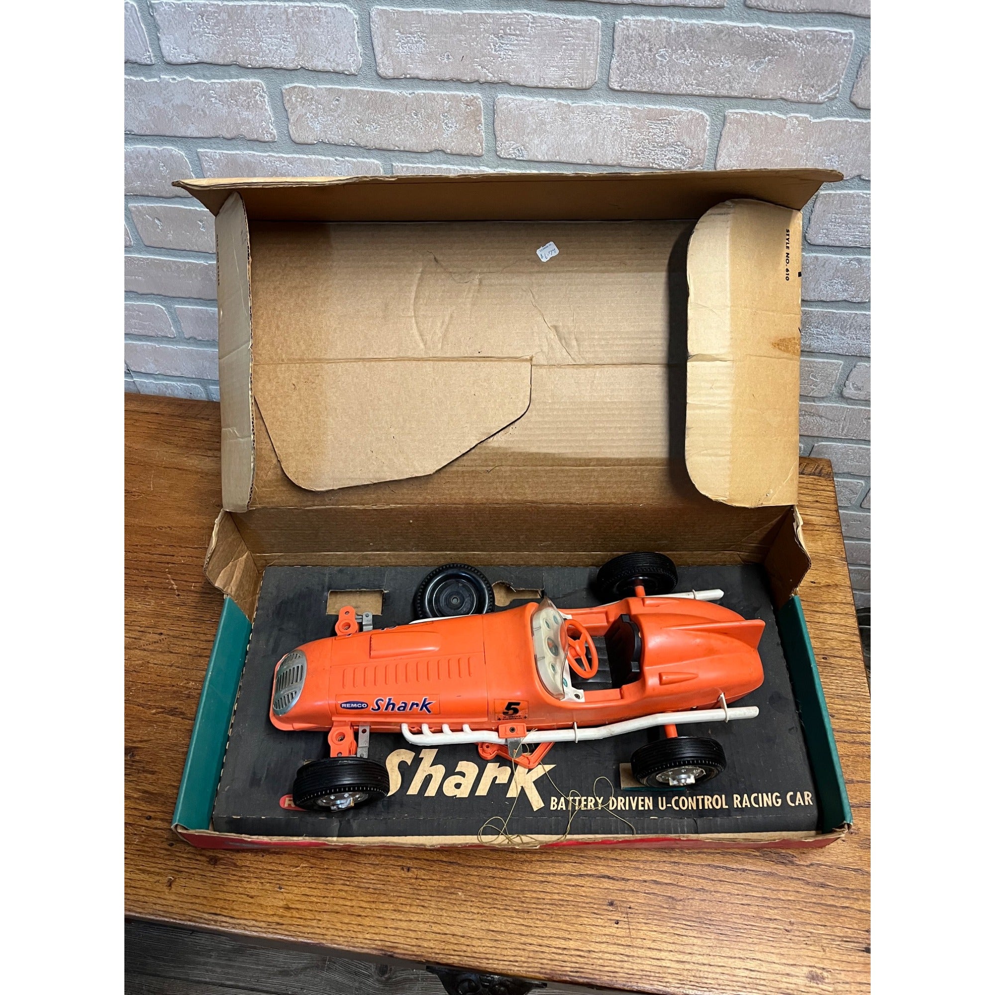 Vintage Remco Shark Battery Driven U-Control Racing Race Car Toy w/ Orig. Box