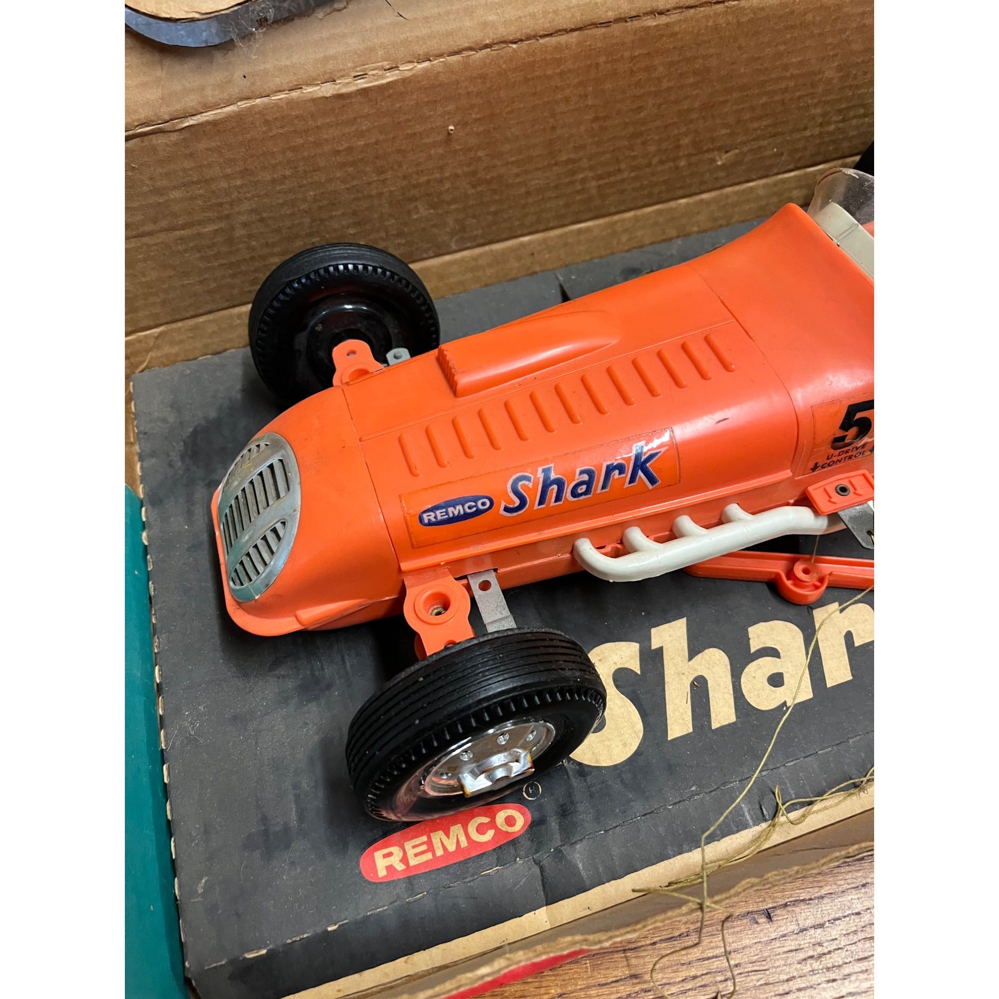 Vintage Remco Shark Battery Driven U-Control Racing Race Car Toy w/ Orig. Box