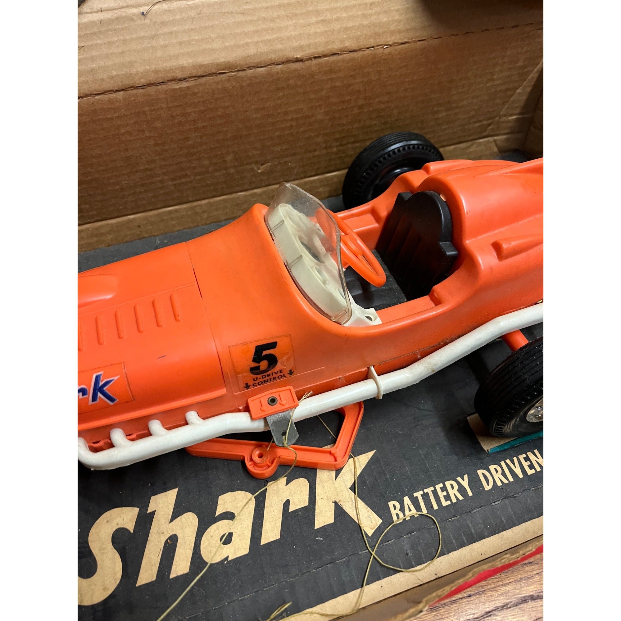 Vintage Remco Shark Battery Driven U-Control Racing Race Car Toy w/ Orig. Box