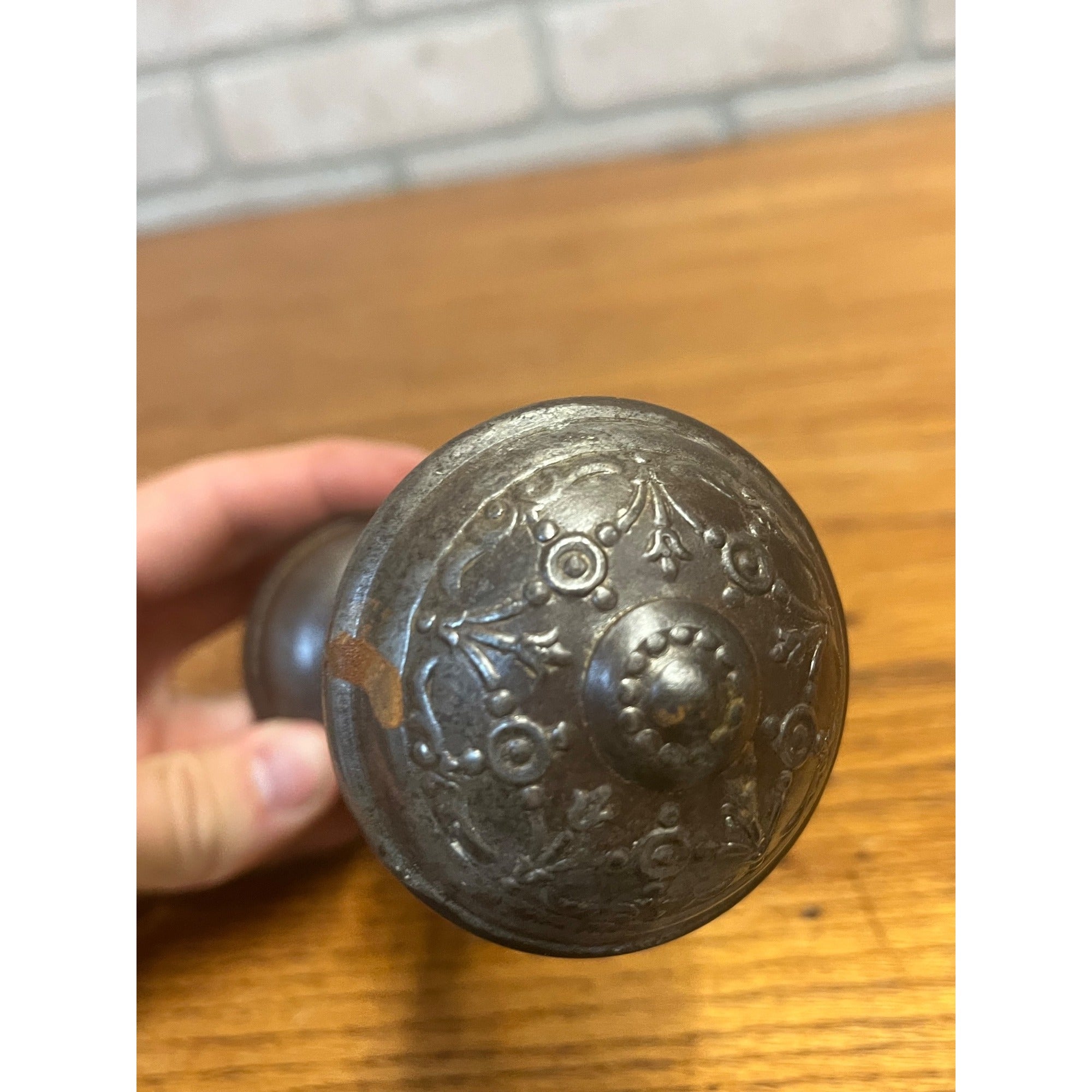 Antique c1895 Reading Hardware Clifton Door Knobs Pair Victorian House Salvage