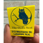 Vintage The Owl's Nest Restaurant Lounge Matchbook Lebanon NH Advertising Full