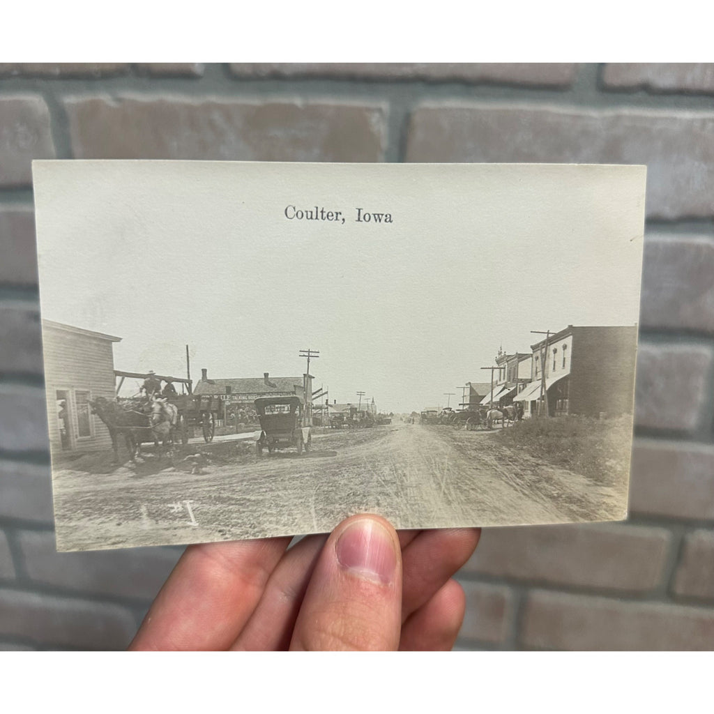 Coulter Iowa IA RPPC Postcard Main Street View Early 1900s Vintage