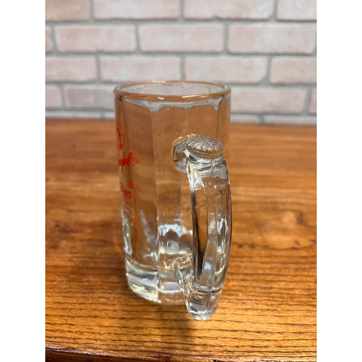 Vintage Leinenkugel Beer Heavy Glass Stein Mug Indian Maiden Logo Chippewa Falls, WI