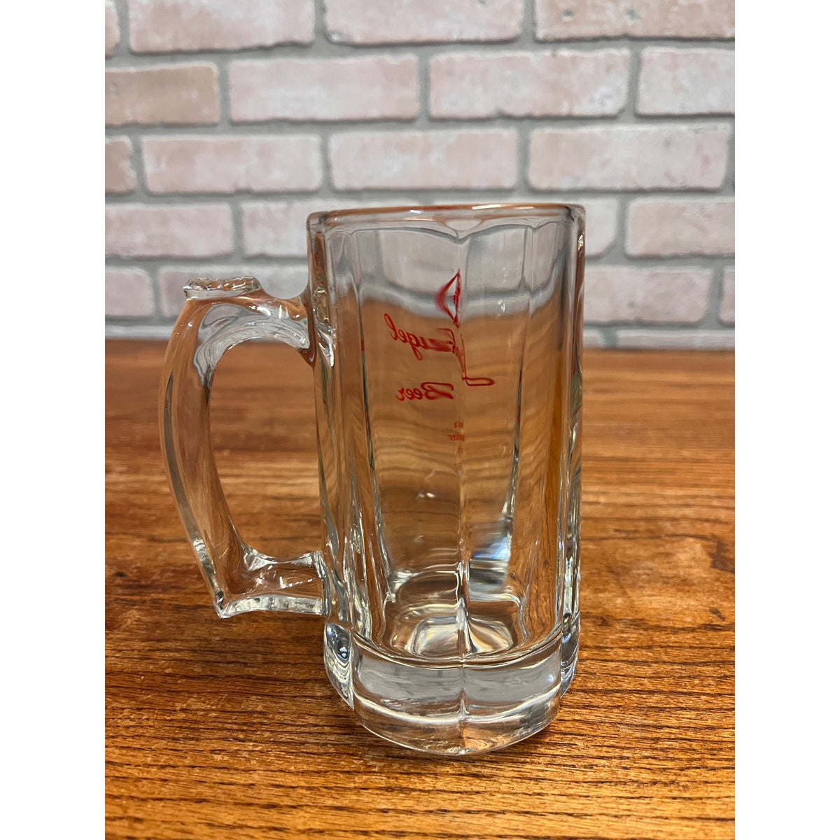 Vintage Leinenkugel Beer Heavy Glass Stein Mug Indian Maiden Logo Chippewa Falls, WI