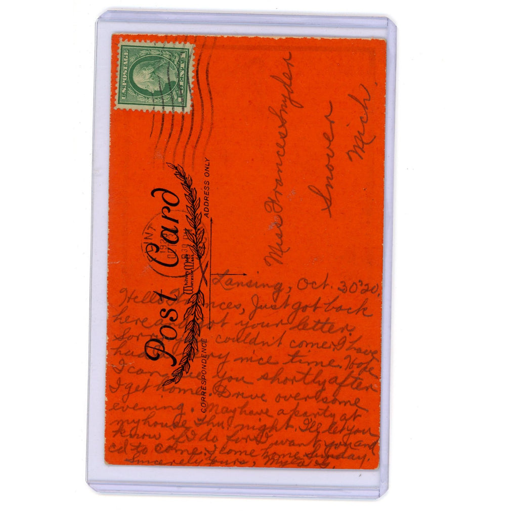 EXCEEDINGLY RARE Halloween Whitney Orange Silhouette Gallows Hanging Postcard Macabre