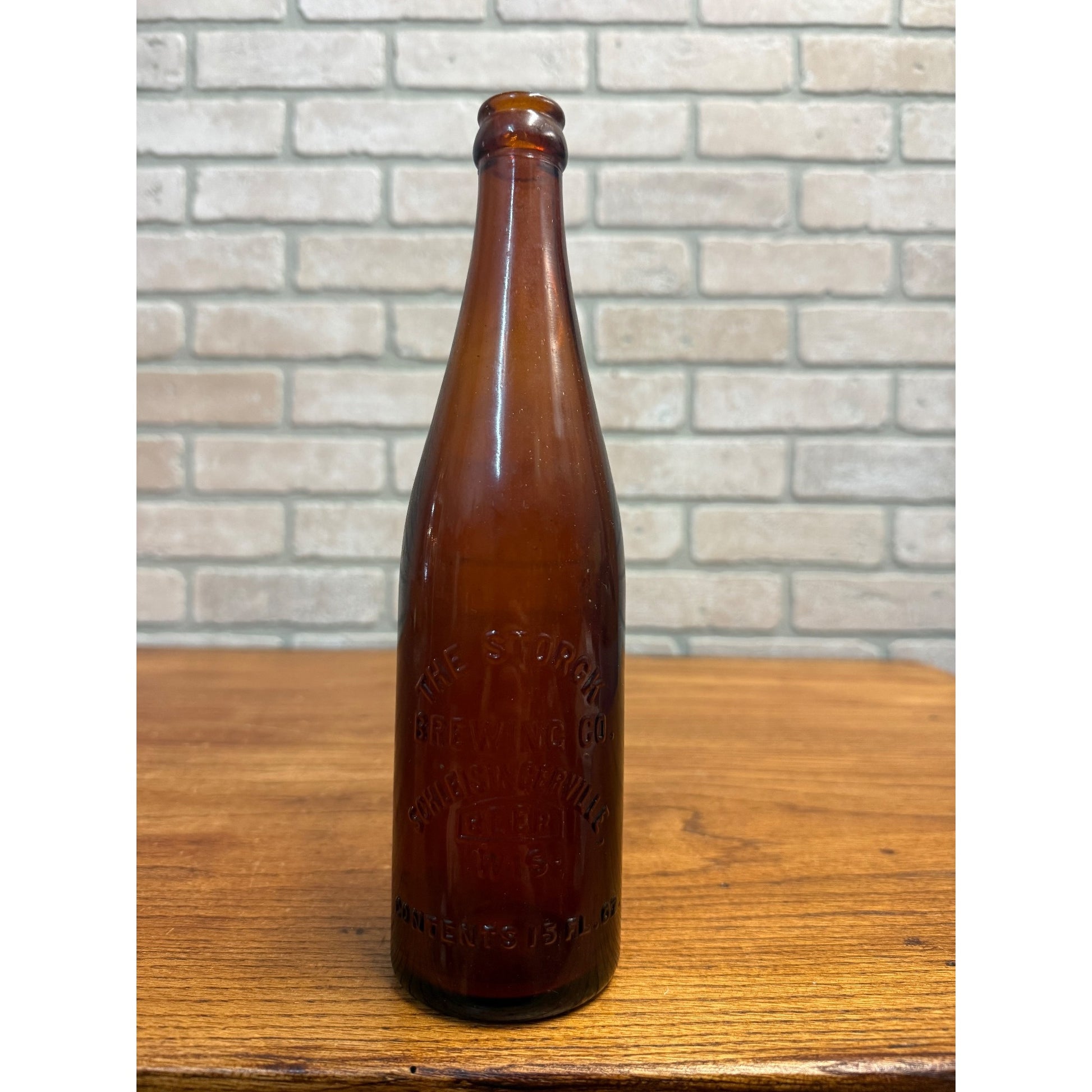 Vintage Storck Beer Slinger Embossed Amber Bottle Wisconsin Wis