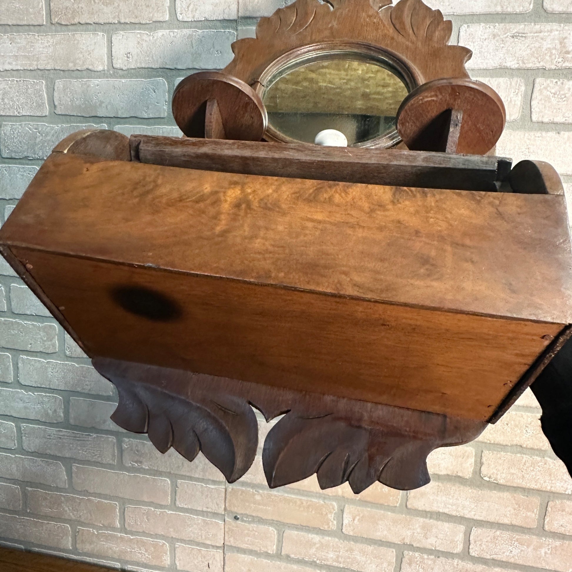 Antique Wooden Wall Shaving Cabinet w/ Mirror Victorian Medicine Cabinet