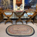 Gothic Savonarola Lion Chairs & Marble Table Set Italian Renaissance Revival