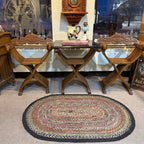 Gothic Savonarola Lion Chairs & Marble Table Set Italian Renaissance Revival