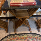 Gothic Savonarola Lion Chairs & Marble Table Set Italian Renaissance Revival