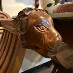 Gothic Savonarola Lion Chairs & Marble Table Set Italian Renaissance Revival