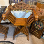 Gothic Savonarola Lion Chairs & Marble Table Set Italian Renaissance Revival