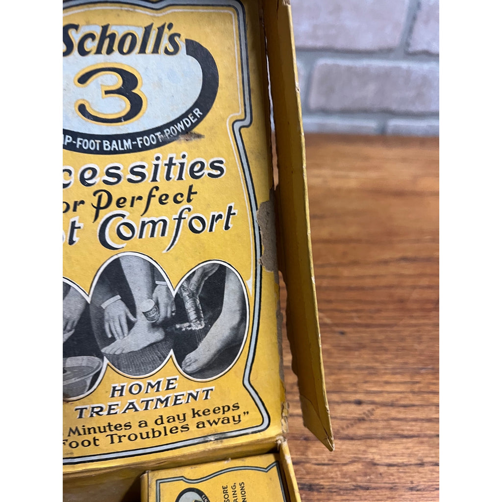 Vintage 1920s Dr. Scholls Counter Display with 3 Necessities Foot Care Kit EARLY