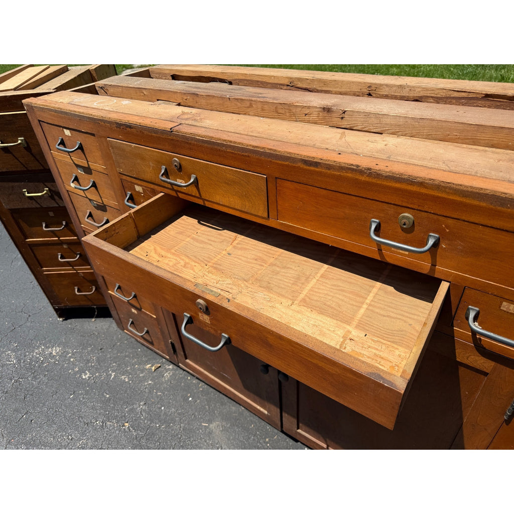Antique Hardware Store Multi-Drawer Cabinet Industrial Workshop Parts Counter General Store Kitchen Cabinet