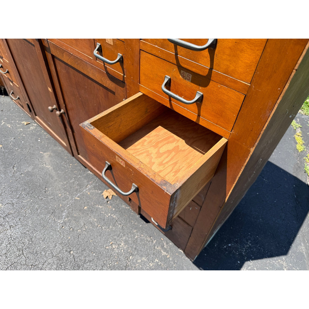 Antique Hardware Store Multi-Drawer Cabinet Industrial Workshop Parts Counter General Store Kitchen Cabinet