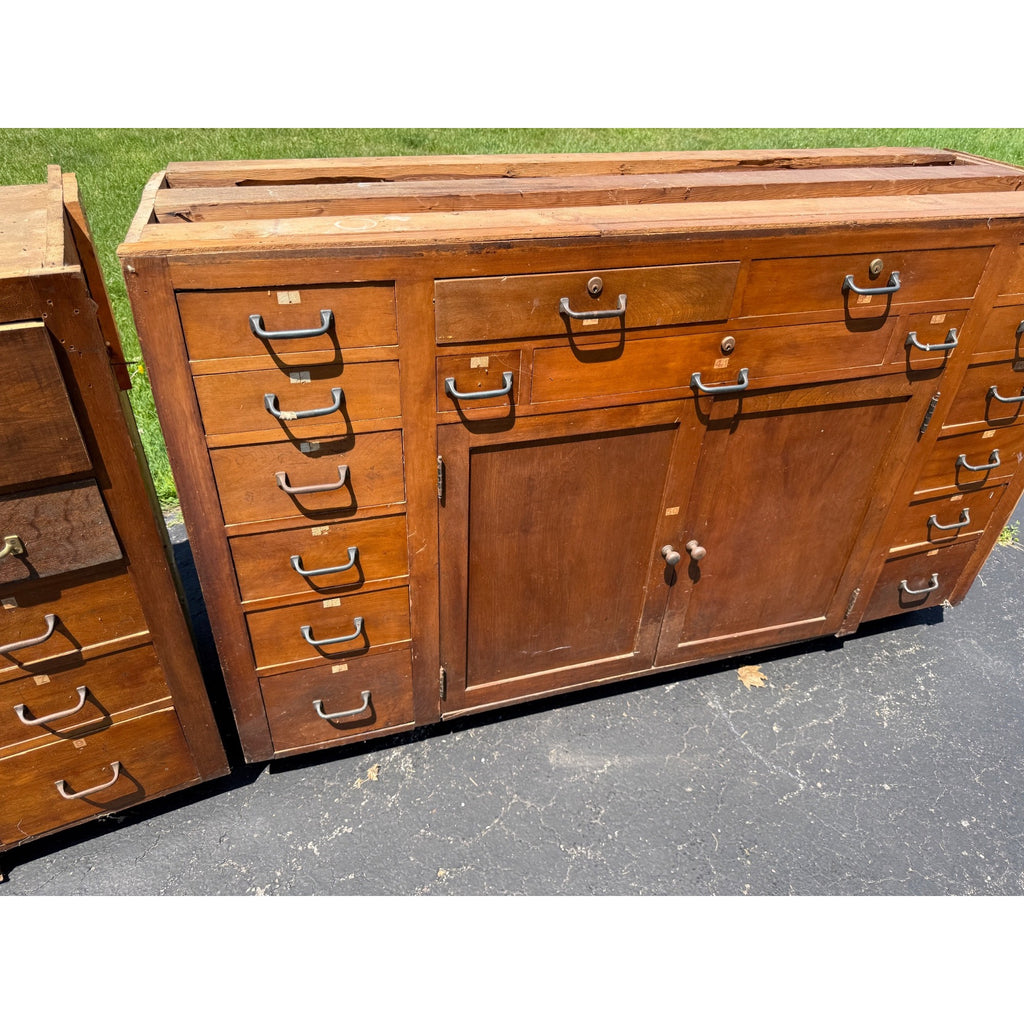 Antique Hardware Store Multi-Drawer Cabinet Industrial Workshop Parts Counter General Store Kitchen Cabinet