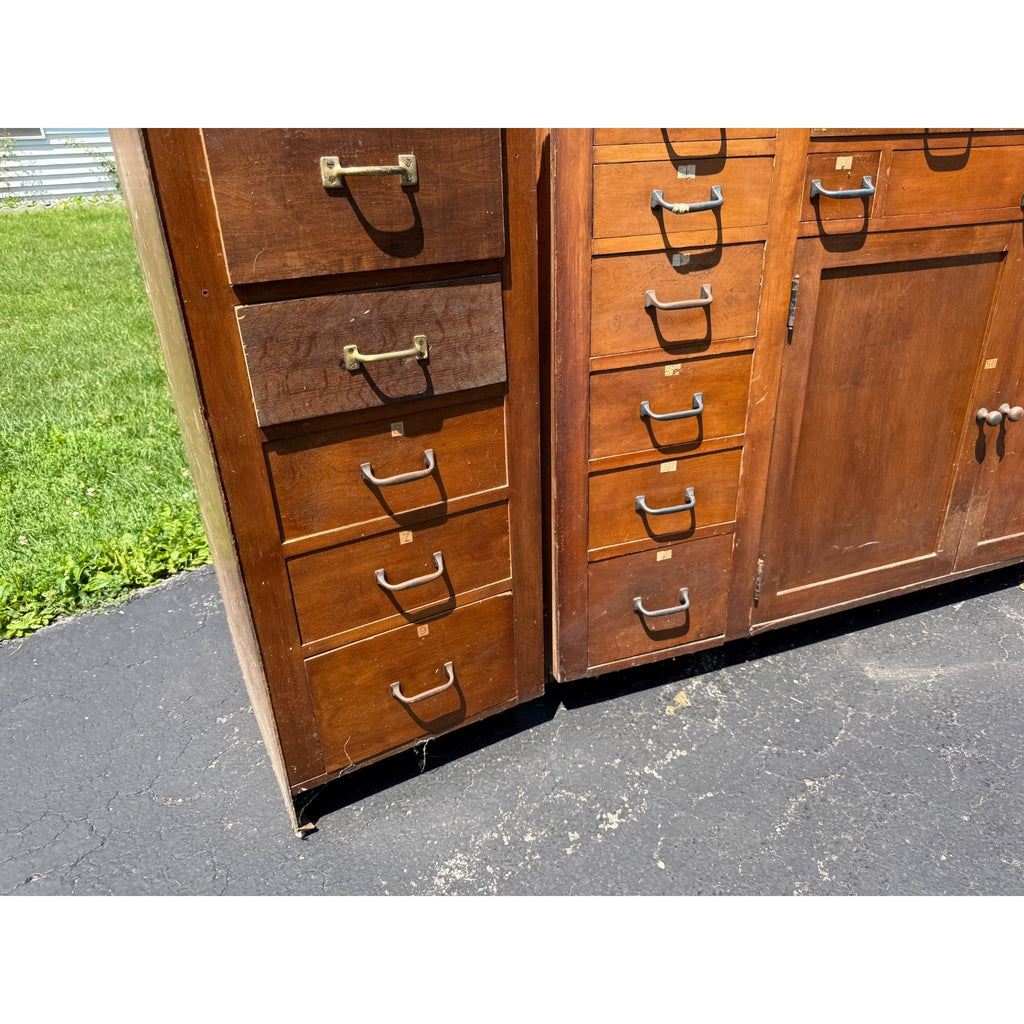 Antique Hardware Store Multi-Drawer Cabinet Industrial Workshop Parts Counter General Store Kitchen Cabinet