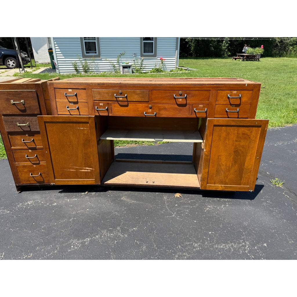 Antique Hardware Store Multi-Drawer Cabinet Industrial Workshop Parts Counter General Store Kitchen Cabinet