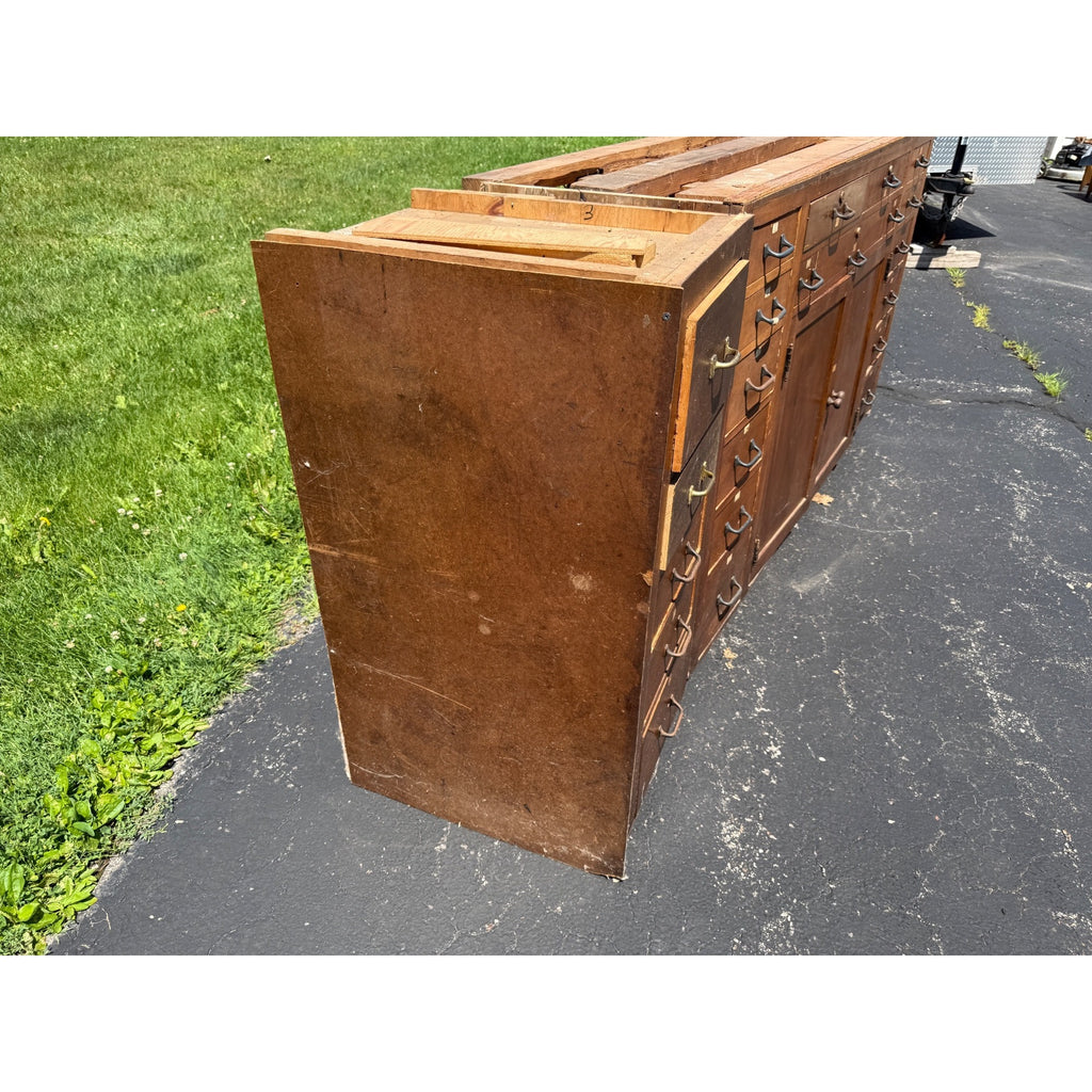 Antique Hardware Store Multi-Drawer Cabinet Industrial Workshop Parts Counter General Store Kitchen Cabinet