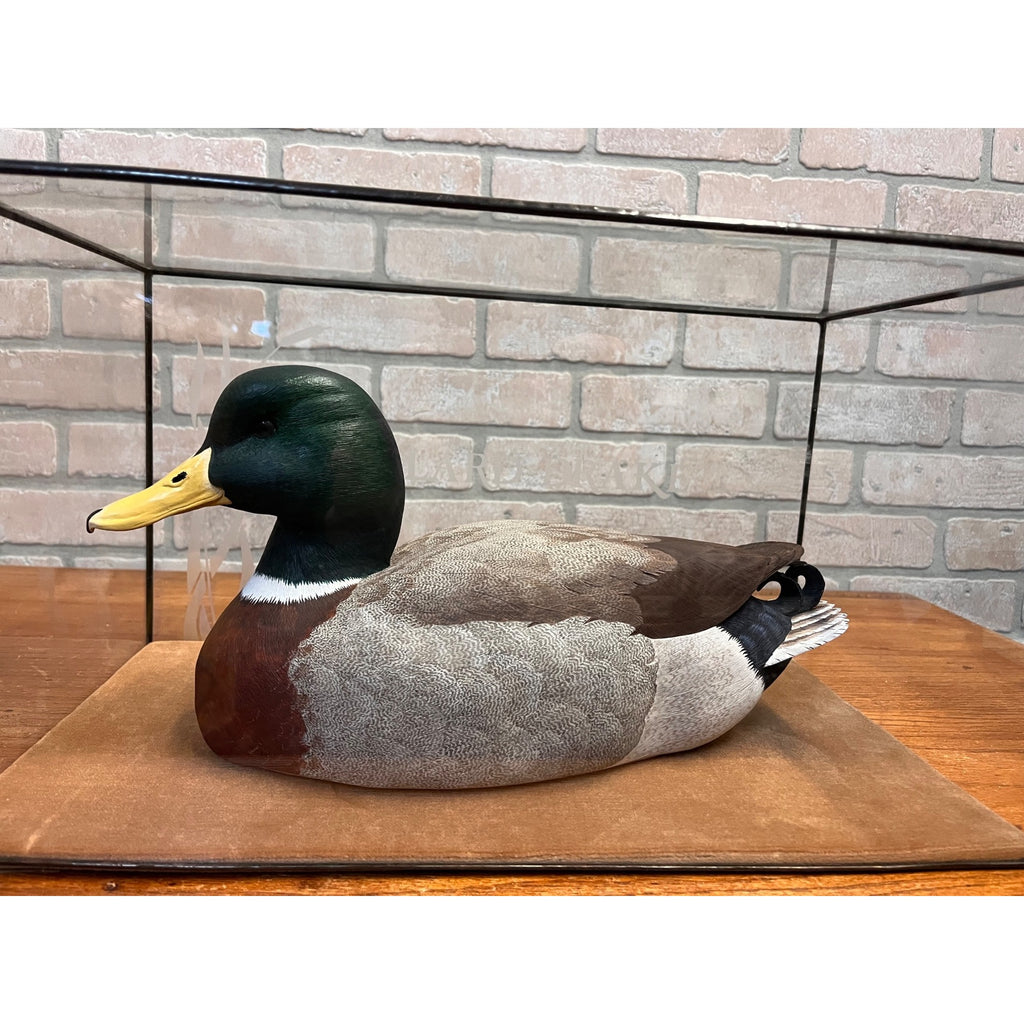 John Rawlins 1984 Hand Carved Wood Mallard Drake Duck Decoy Signed Wisconsin