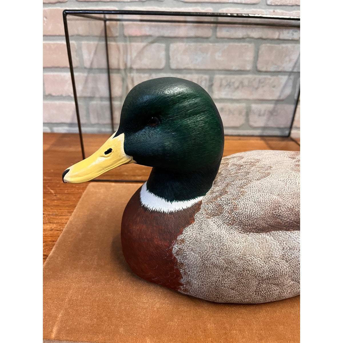 John Rawlins 1984 Hand Carved Wood Mallard Drake Duck Decoy Signed Wisconsin
