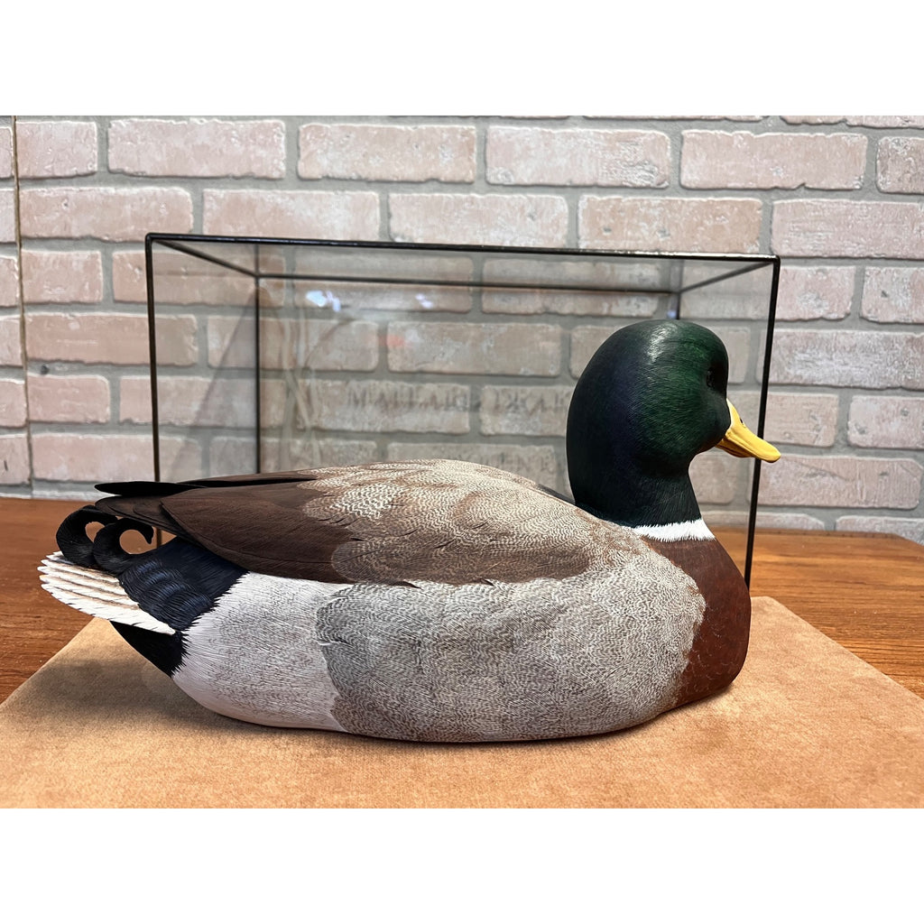 John Rawlins 1984 Hand Carved Wood Mallard Drake Duck Decoy Signed Wisconsin