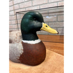 John Rawlins 1984 Hand Carved Wood Mallard Drake Duck Decoy Signed Wisconsin
